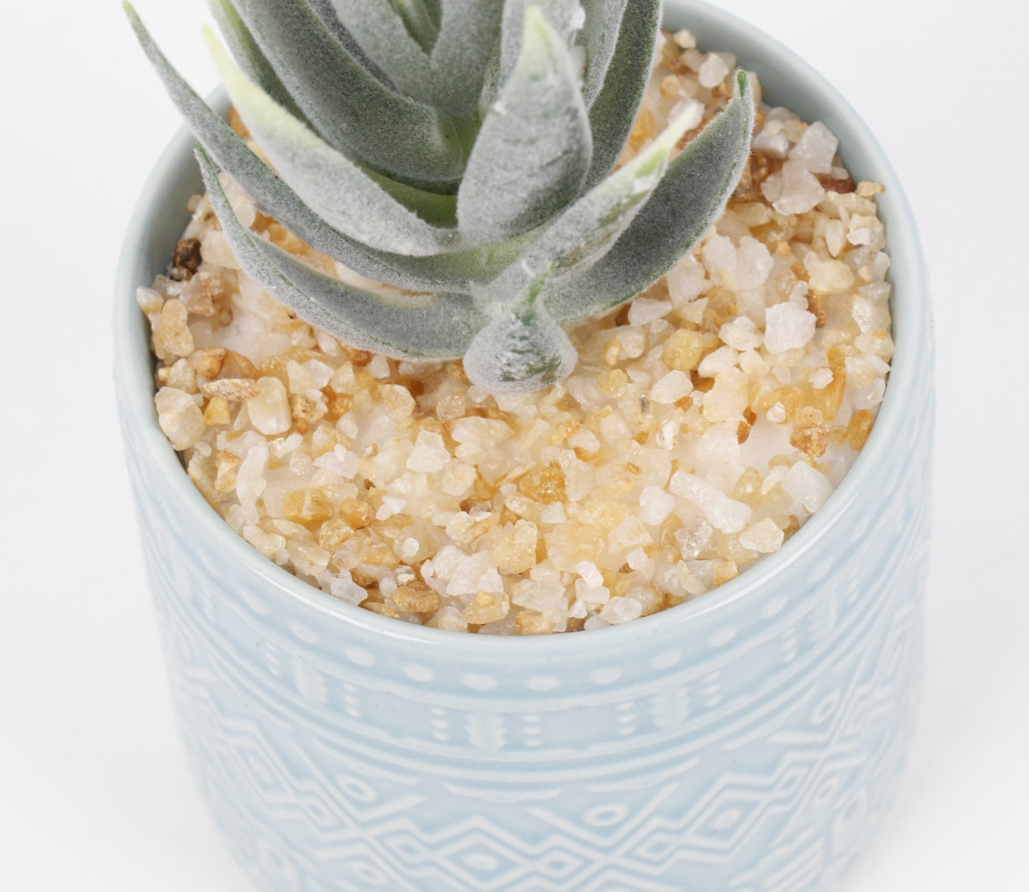 Beamify Ceramic Pot With Artificial Flowers (Aqua Blue)