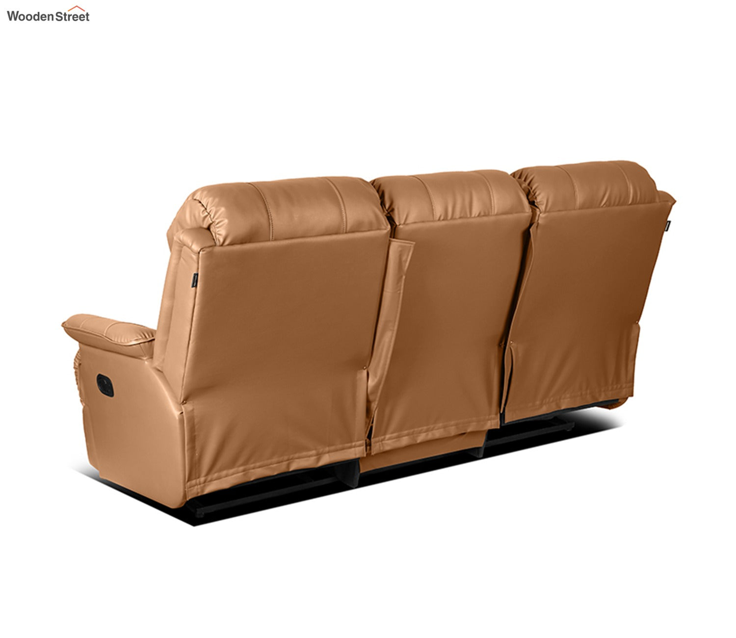 Valencia Motorized Leatherette Three Seater All Seat Recliner (Brown Upholstery)