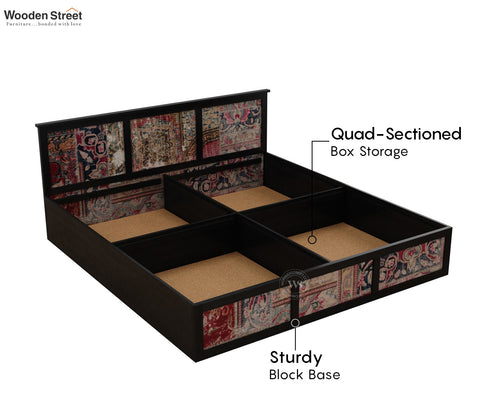 Orren Engineered Wood Bed with Laminated Textured Headboard & Footboard with Box Storage (Queen Size, Patchwork Multi)