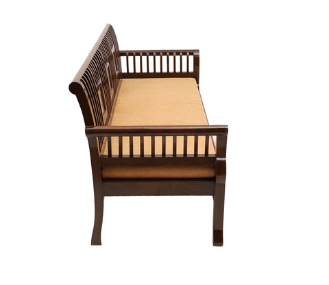 Nyle Three Seater Sofa in Teakwood with Walnut Finish