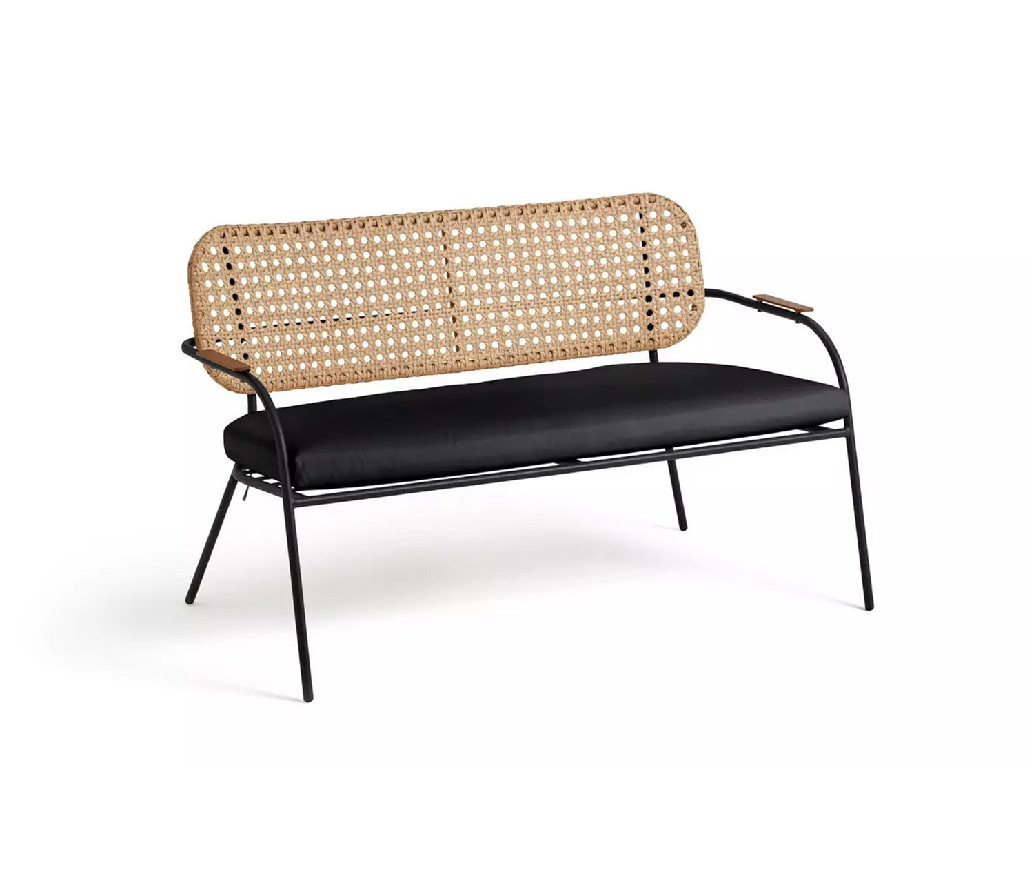 Beige Rope 4 Seater Sofa Set With Table And Black Cushions