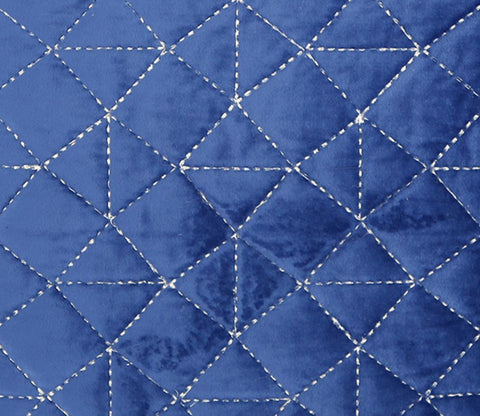 Velvet Quilted Cushion Cover - Set of 2 (Navy Blue, 18 x 18 inch)