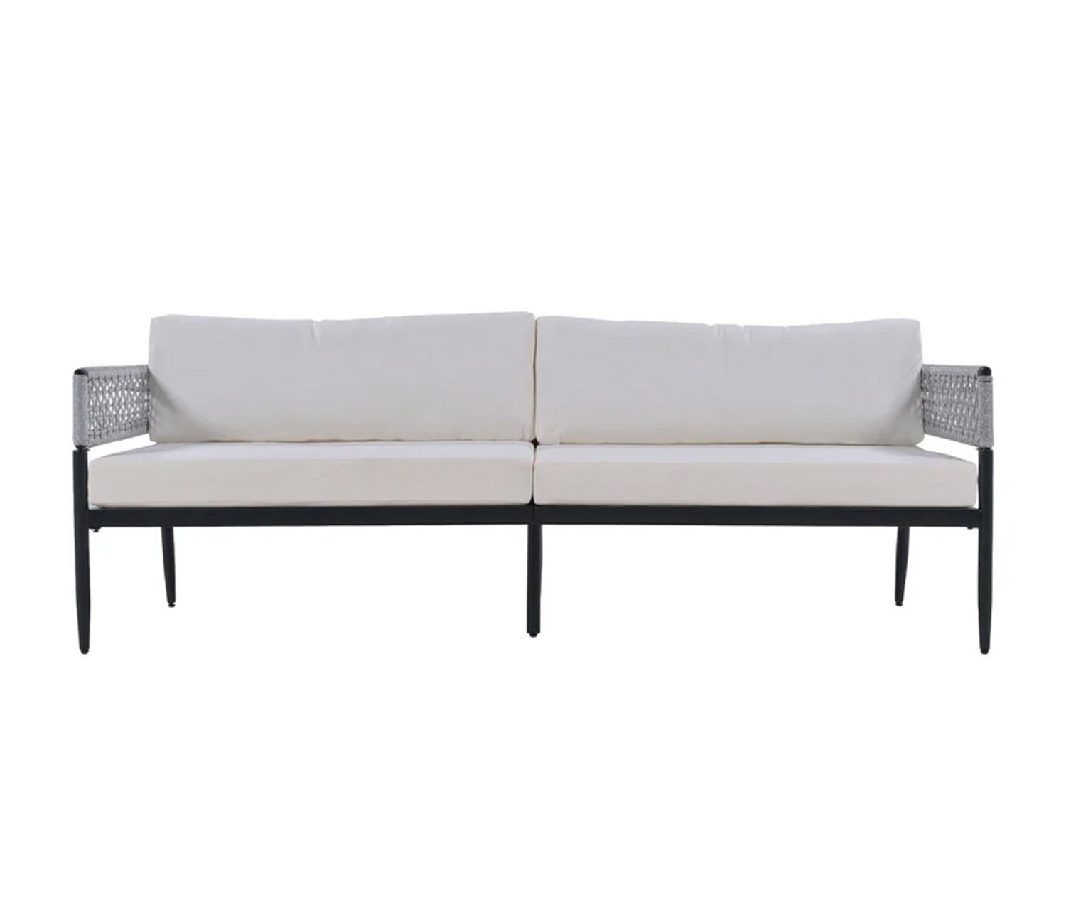 Grey Rope 4 Seater Sofa Set With Table And Cream Color Cushions