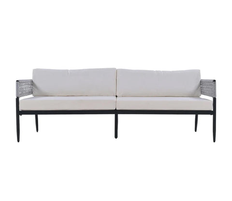 Grey Rope 4 Seater Sofa Set With Table And Cream Color Cushions