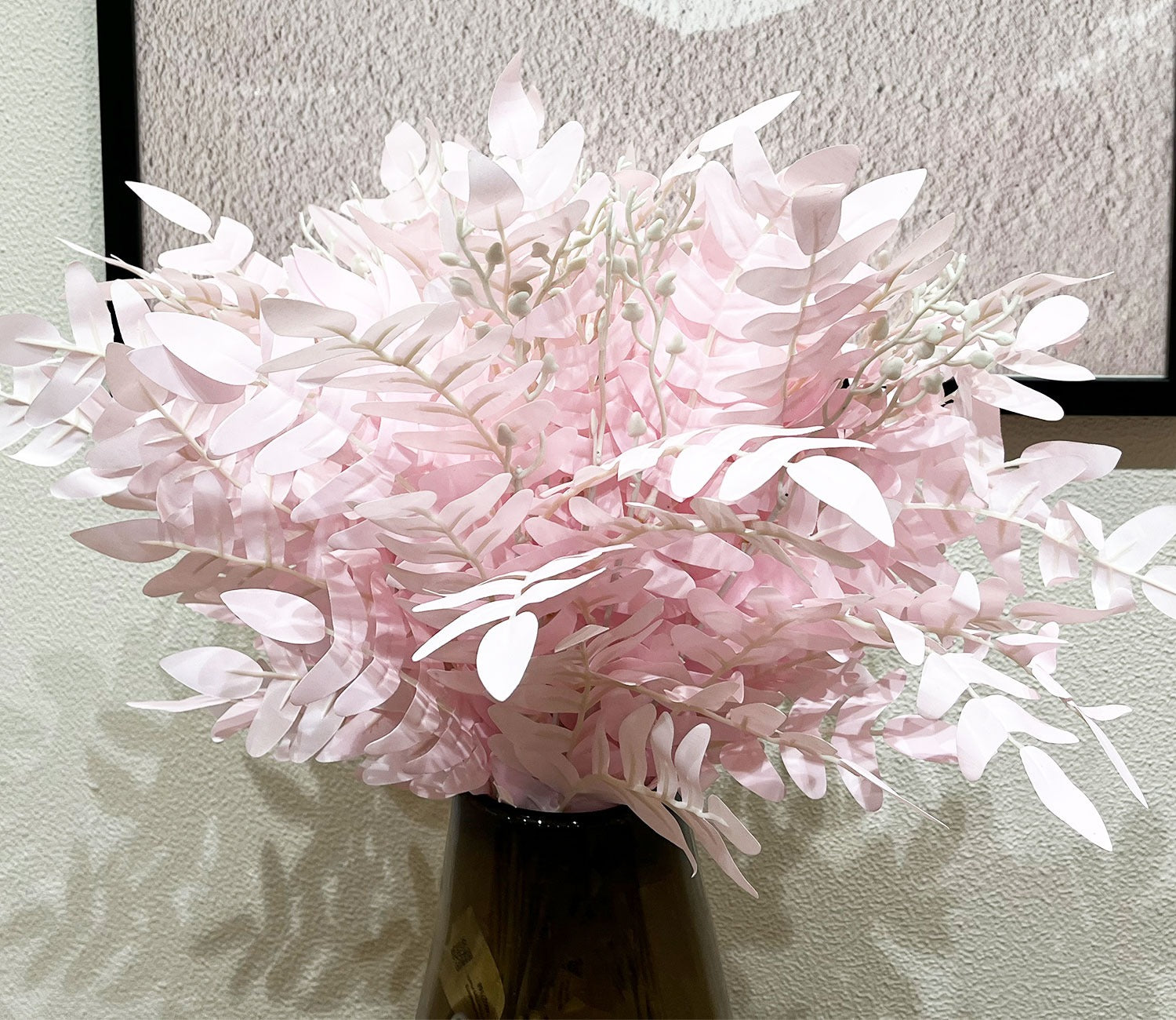 Wholesome Feathers Artificial Plant Plastic Iron Leaf Set of 3 (Pink)