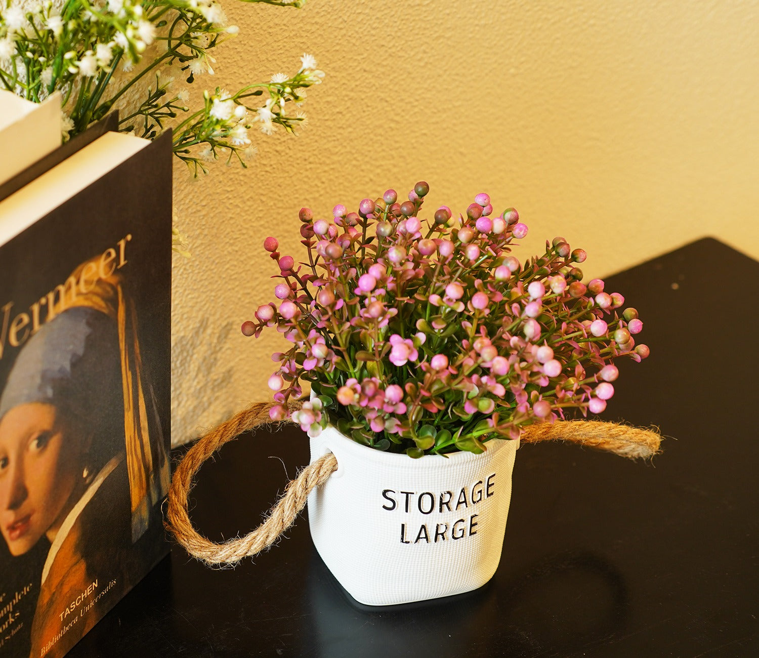 Wonder Artificial Flower With Plastic Pot (Pink)
