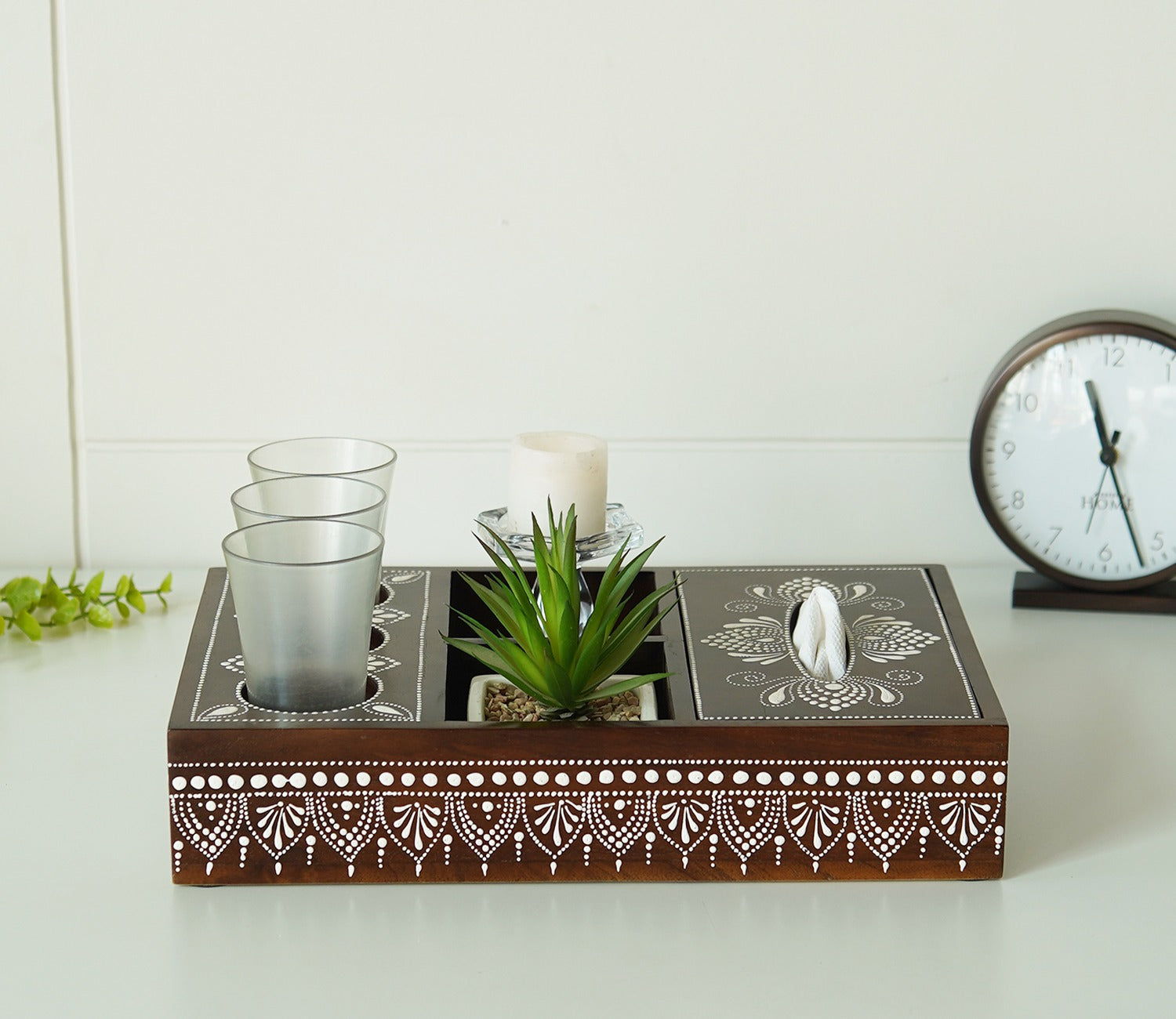 Medhini Hand Painted Solid Wood Multistorage Tray