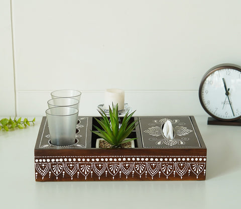 Medhini Hand Painted Solid Wood Multistorage Tray