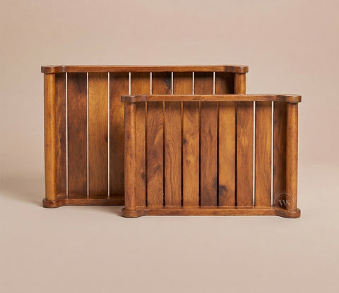 Cruiser Mango Wood Handcrafted Rectangular Serving Tray (Set of 2)