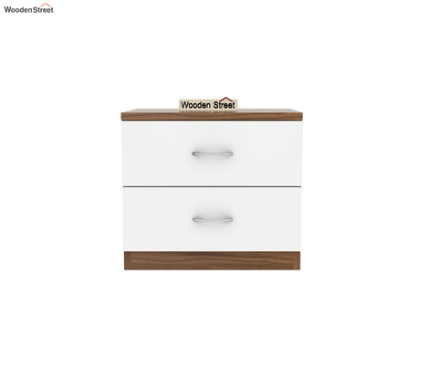 Carmen Bed Side Table (Exotic Teak-Frosty White Finish)