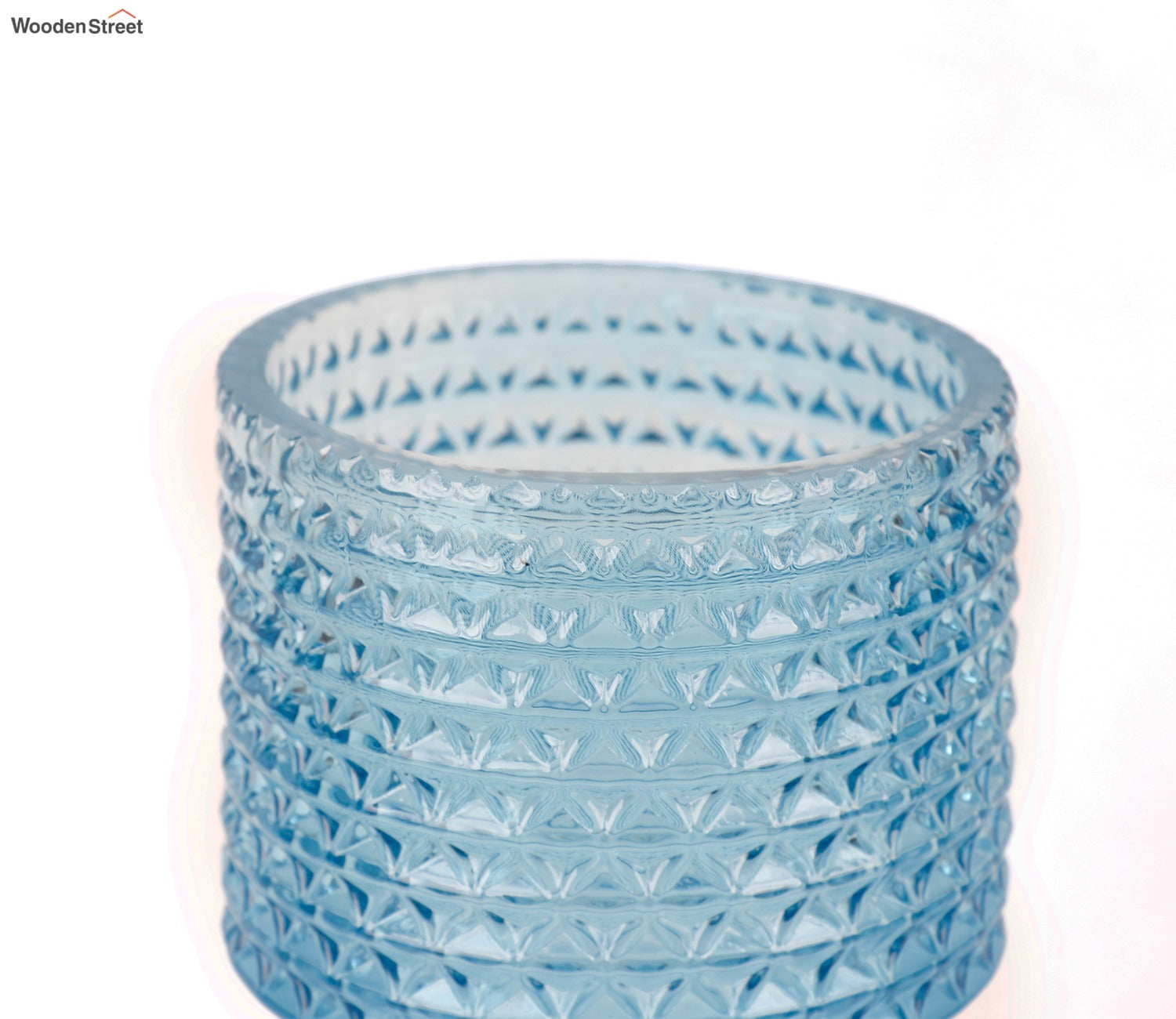 Floral Pottery Glass Vase (Blue)