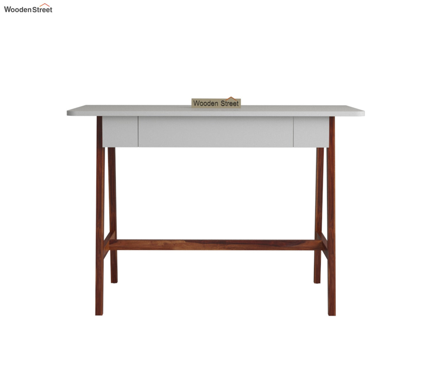Ambra Study Table with Frosty White Drawer (Honey Finish)