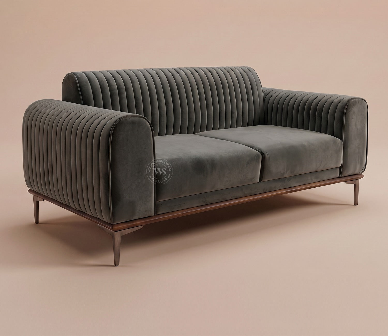 Lorenz 2 Seater Sofa (Velvet, Graphite Grey)