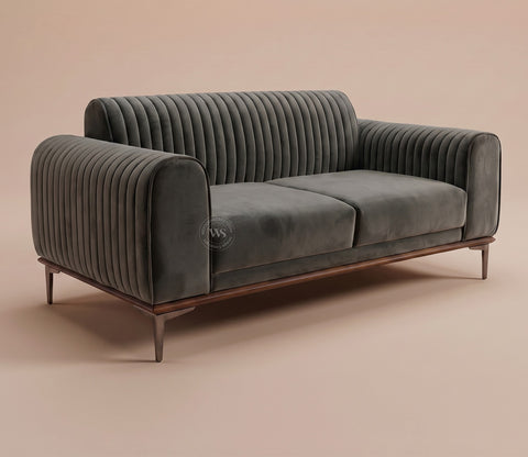 Lorenz 2 Seater Sofa (Velvet, Graphite Grey)