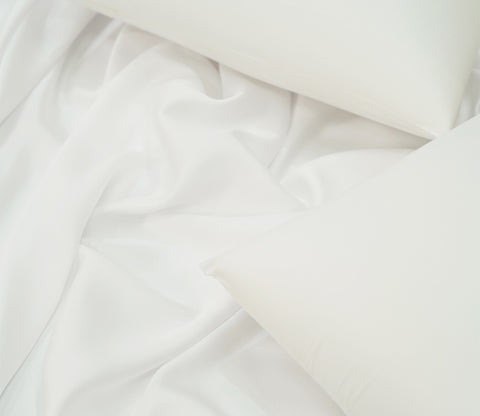 Vegan Bamboo Silk Bedsheet 300 TC Naturally Anti-Bacterial Fitted Queen Bedsheet with 2 Pillow Cover (White)