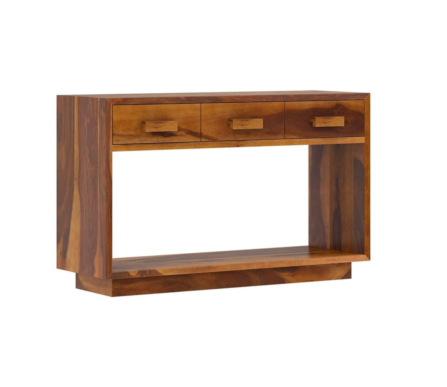 3 Drawer Wooden Partition Leave Design Console Table