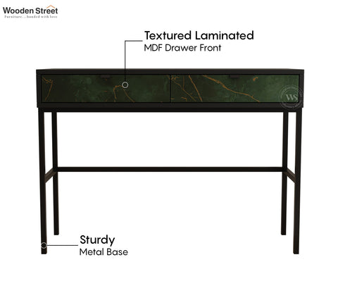 Aurean Engineered Wood Console Table With Textured Laminated MDF Drawer Front & Metal Base (Marble Green)