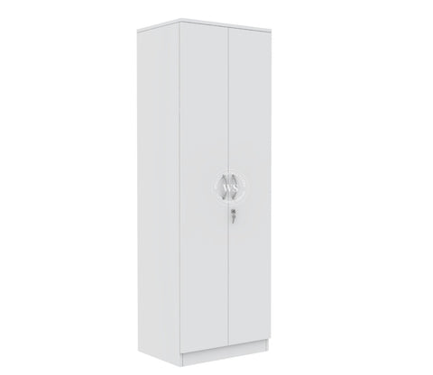 Lillian 2 Door Wardrobe with Drawer Storage and Hanging Rod (Frosty White Finish)