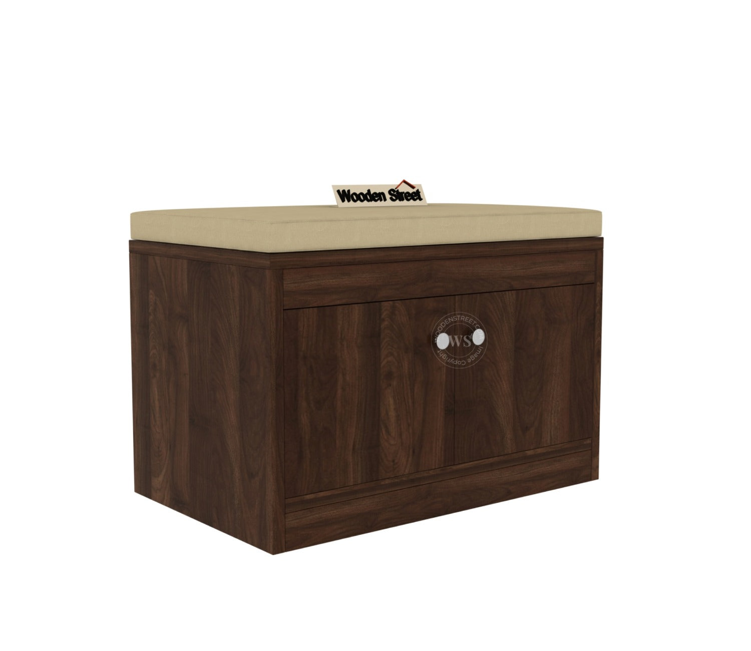 Anton Engineered Wood Shoe Rack with Seating (Columbian Walnut Finish)