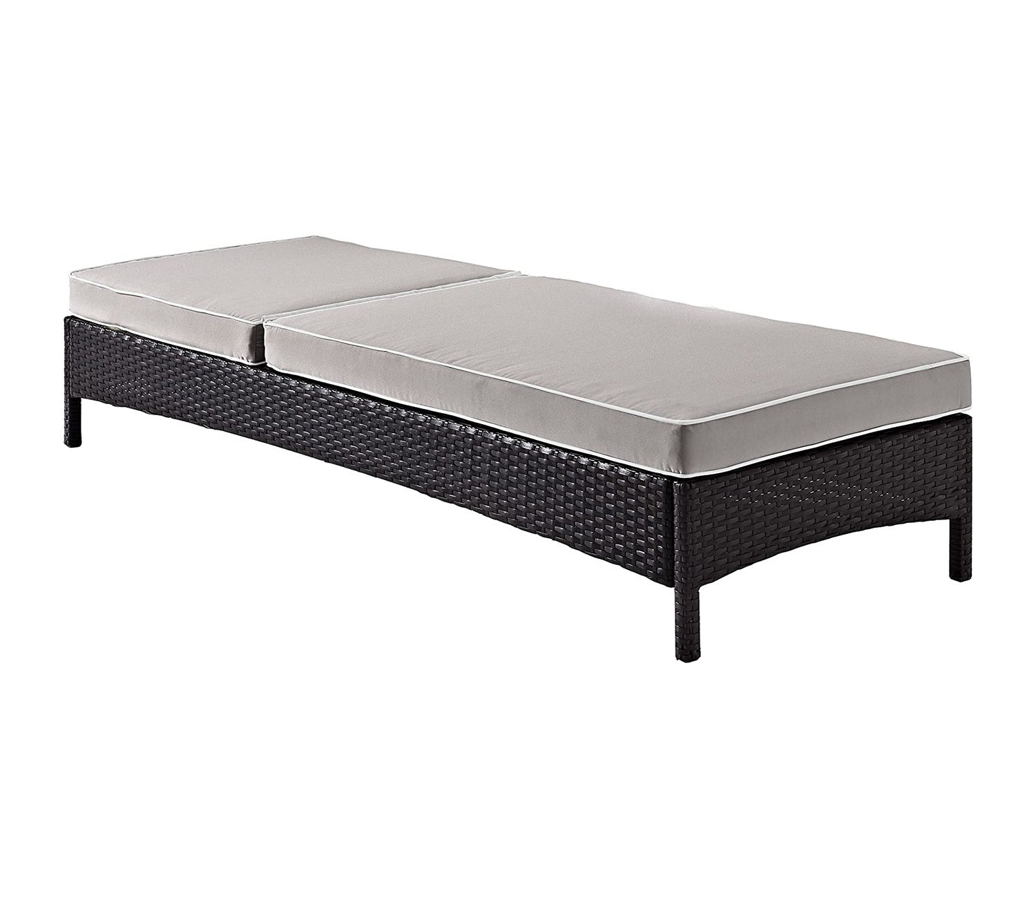 Dark Brown Adjustable Outdoor Patio Lounger With Grey Cushions