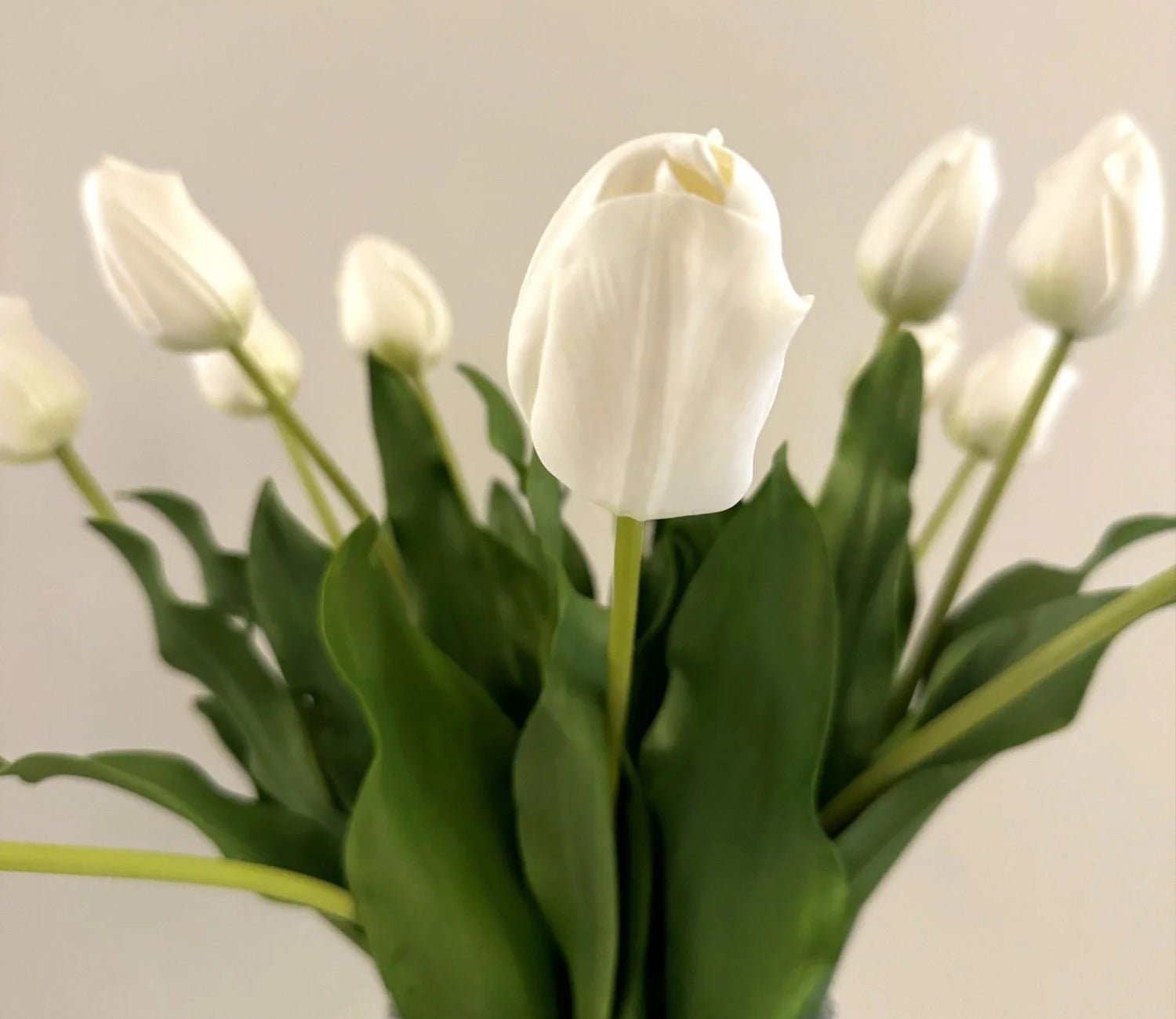 White Tulip Artificial Flower Set of 5