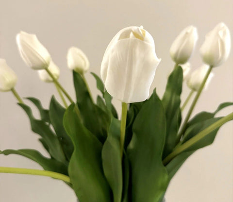 White Tulip Artificial Flower Set of 5