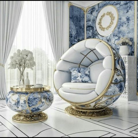 Trueliving Royal White Chair Living Room H 34 x W 27 x D 31.5