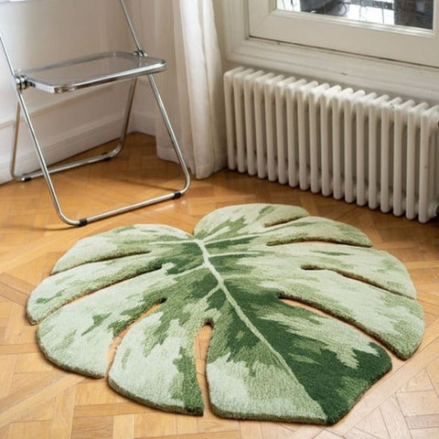 Trueliving ‎Green Leaf Designer Carpet Multicolor Round 6X6 Feet