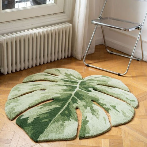 Trueliving ‎Green Leaf Designer Carpet Multicolor Round 6X6 Feet
