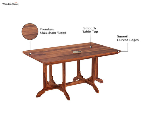 Cohoon 6 Seater Sheesham Wood Space Efficient Dining Set (Honey Finish)