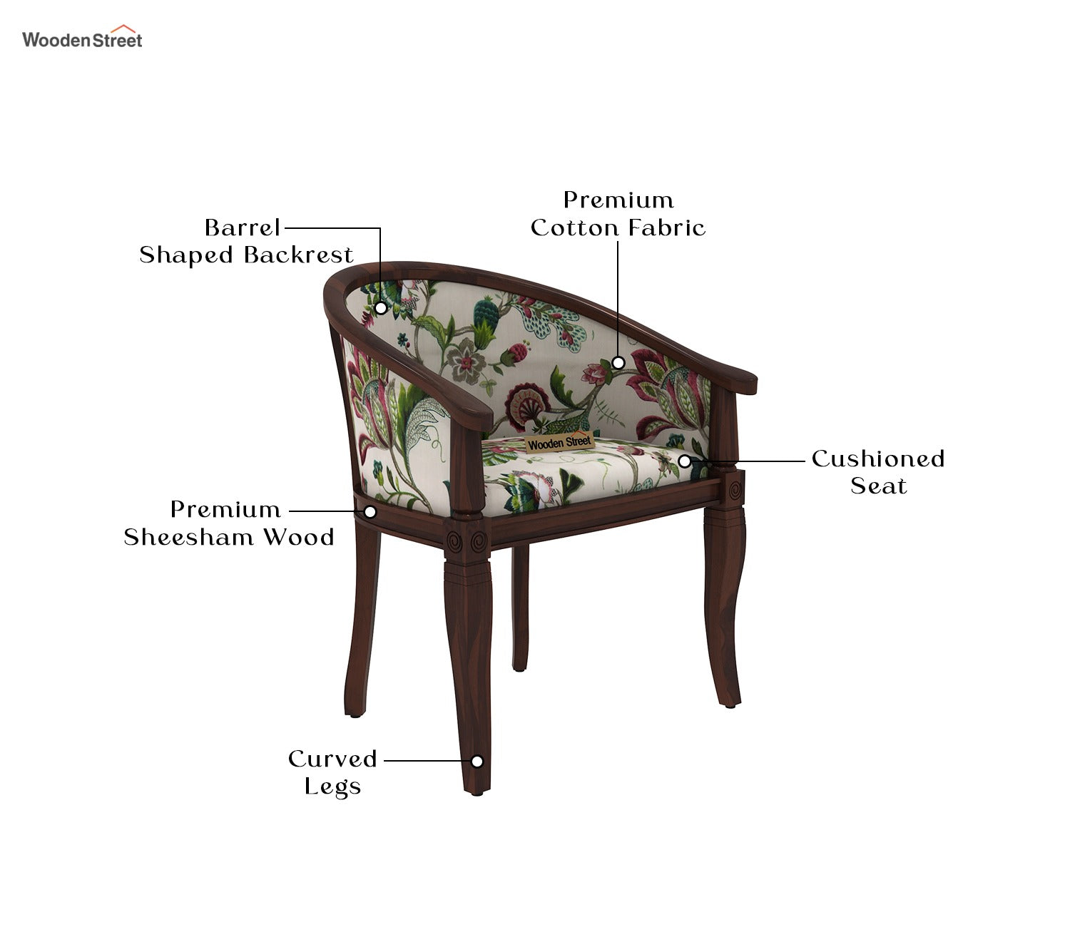 Arctic Arm Chair (Cotton, Walnut Rose Vineyard)