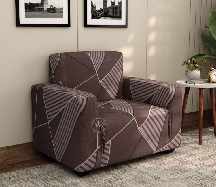 Cason Modern Abstract Printed Polyester Spandex 1 Seater Sofa Cover (Grey)