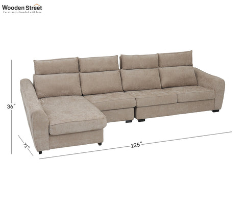 Lavencia Premium Upholstery L shape Fabric Sofa (Beige)
