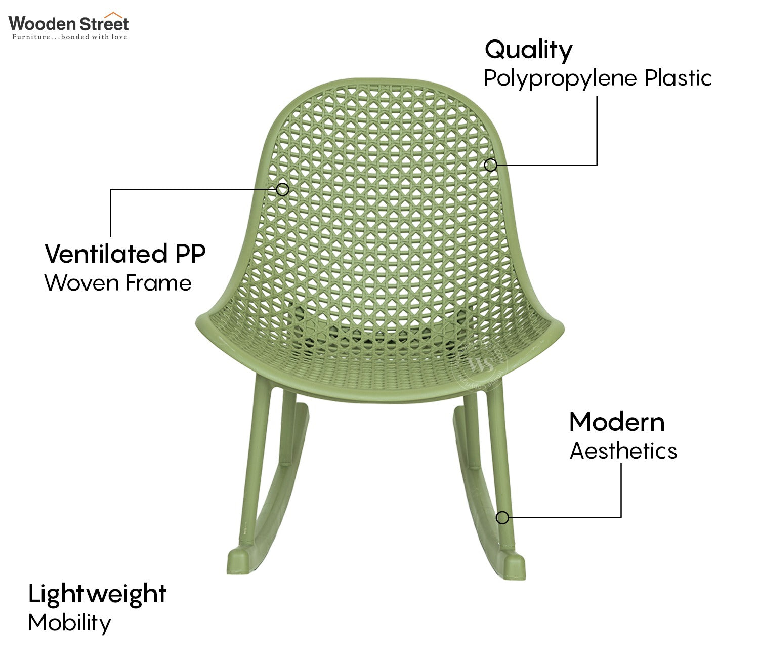 Blossie Designer Outdoor Reclining Chair – Durable & PP (Green)