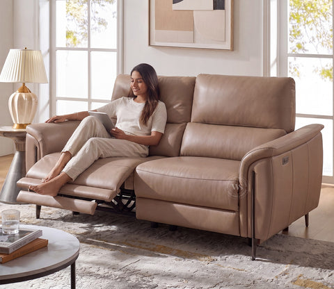 Dennis Luxe Electric Recliner 3+2 Seater Sofa (Urban Beige)