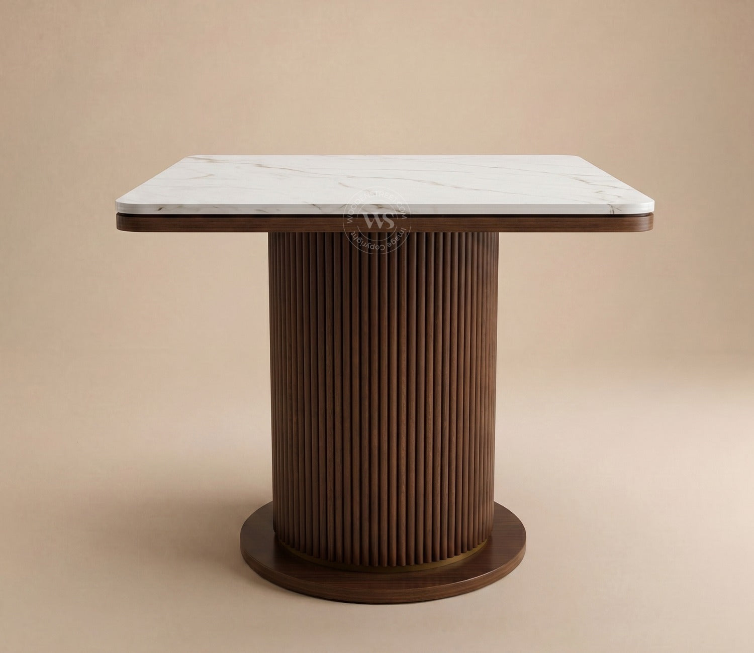 Saumik 4 Seater Sheesham Wood Dining Table with Marble Top (Teak Finish)