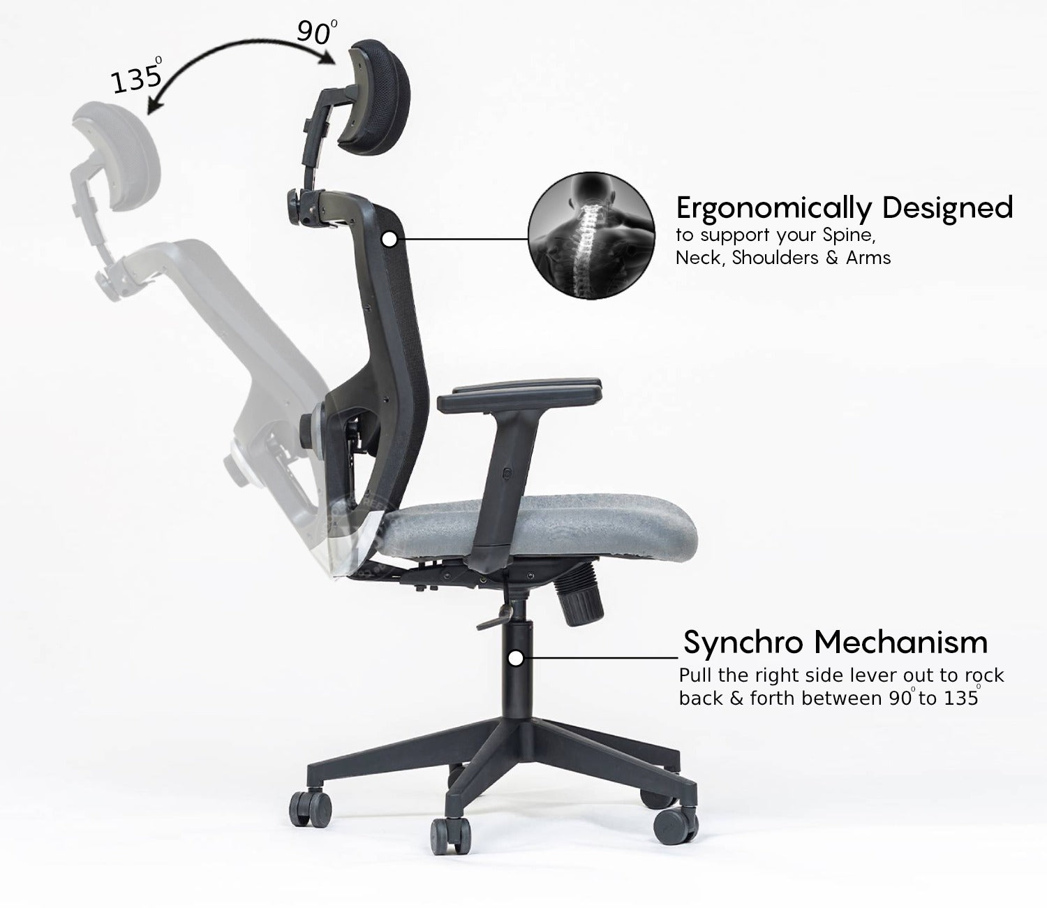 Carina High Back Mesh Office Chair (Grey)