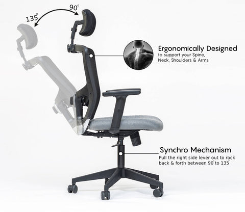 Carina High Back Mesh Office Chair (Grey)