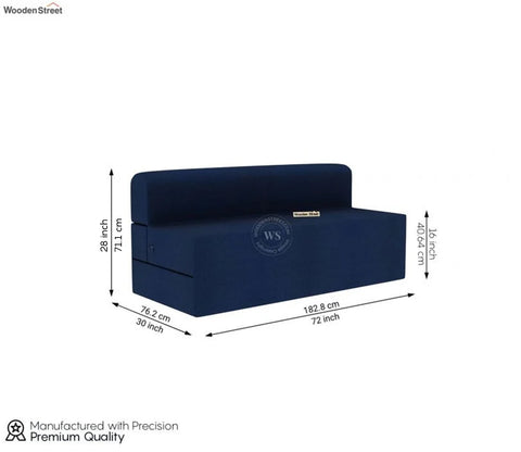 Voltz Fabric Sofa Cum Bed (72 x 72 Inch, Azure Blue)