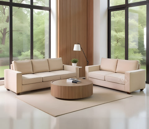 Albus 3+2 Seater Fabric Sofa Set (Cotton, Irish Cream)