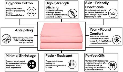 600 Thread Count Cotton 1PC Flat Sheets 100% Long Staple Pure Cotton, Smooth Sateen Finish Flat Sheet/Top Sheet with 4 Inch Hem Solid Pattern (Rose Pink/Blush, Single)