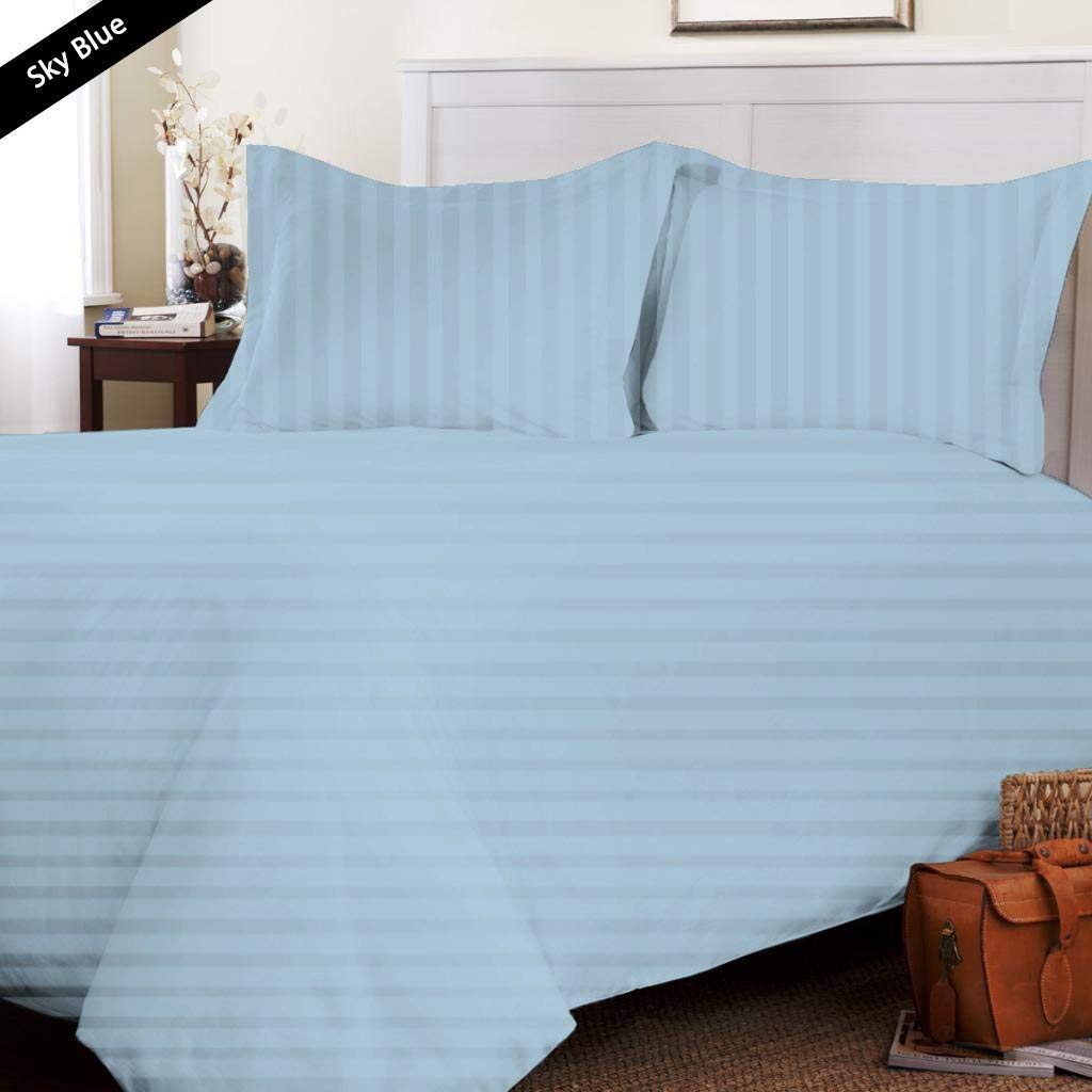 4 Pcs Sheet Set 100% Egyptian Cotton Stripe Pattern 300 TC 11-15 Inch Deep Pocket Size (Full XL Color Burgundy)
