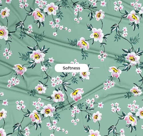 BSB HOME 100% Cotton Feel Double Bed Bedsheet Set | 144 TC Soft & Breathable | Mint Green White Flower Print with 2 Pillow Covers | Wrinkle Free | for Bedroom (90 x 90 Inches)