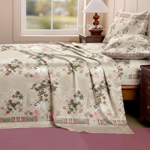 Ishro Home Premium Bedsheet for Double Bed with 2 Pillow Covers – Cloud Cotton Bedsheet, Soft, Silky Smooth & Wrinkle Resistant, Luxury Printed Design (Flat Double Bed Size, Lisbon Garden)