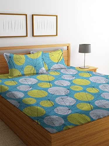 BSB HOME 3D Printed 144 Tc Microfiber Double Bedsheet with 2 King Size Pillow Covers Breathable | Wrinklfree | Summer | Topsheet (Light Green and White Cricle Print, 90 x 90 Inches)