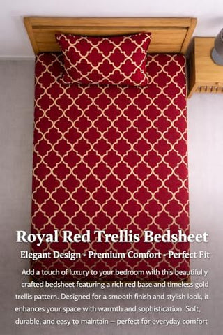 DECORUM Glace Cotton Single Bedsheet with 1 Pillow Cover | Soft, Durable, Lightweight & Skin-Friendly Fabric| Suitable for Single/Diwan Bed Size