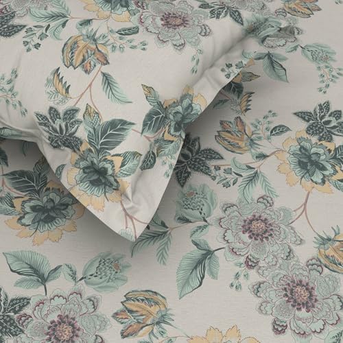 Himeya 100% Cotton King Size Bedsheet 274 x 274 CM, Bedsheet for Double Bed King Size,144 TC, Ultra-Soft & Breathable, Skin-Friendly & Durable Fabric, Elegant Mint Green Design, Easy to Wash