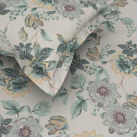 Himeya 100% Cotton King Size Bedsheet 274 x 274 CM, Bedsheet for Double Bed King Size,144 TC, Ultra-Soft & Breathable, Skin-Friendly & Durable Fabric, Elegant Mint Green Design, Easy to Wash