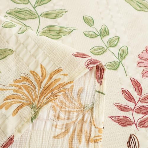 Story@Home King Size Bedsheet | Cloud Cotton Flatsheet King Size with Two Pillow Covers| Super Soft Bed Sheet for King Size Bed | Floral Design (270 x 250 cm, Off White & Pink)