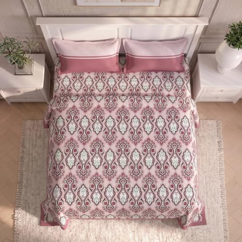 MYTRIDENT Urban Comfort Bedsheet for Double Bed, 144 TC, 100% Cotton Bedsheet with 2 Pillow Covers, Queen Size 228 cm x 254 cm, Delicate Blush